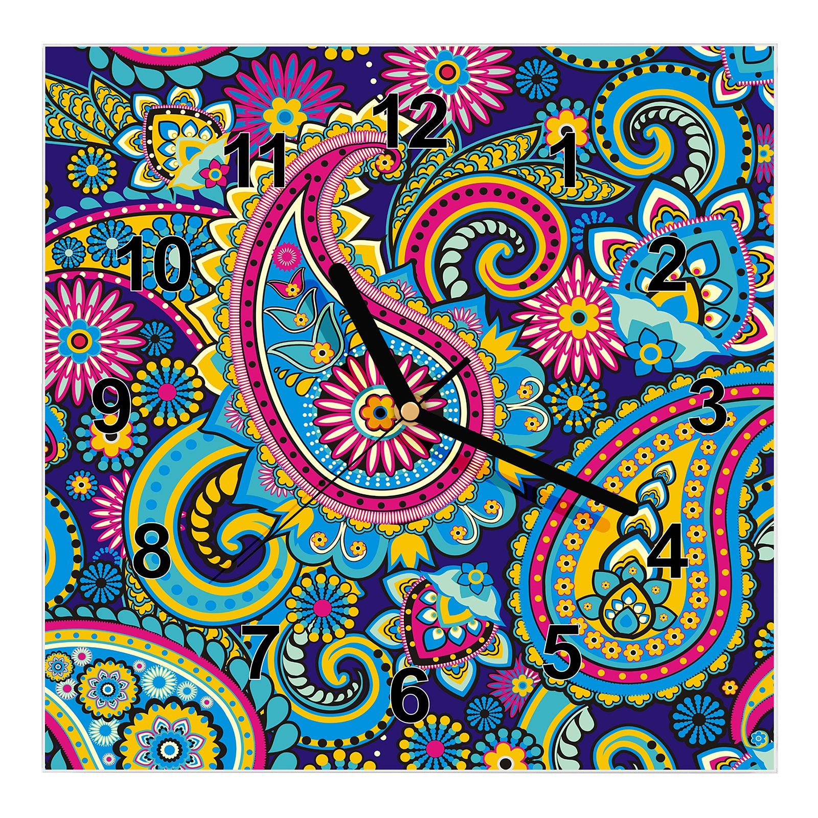 Wanduhr aus Glas Paisley Muster