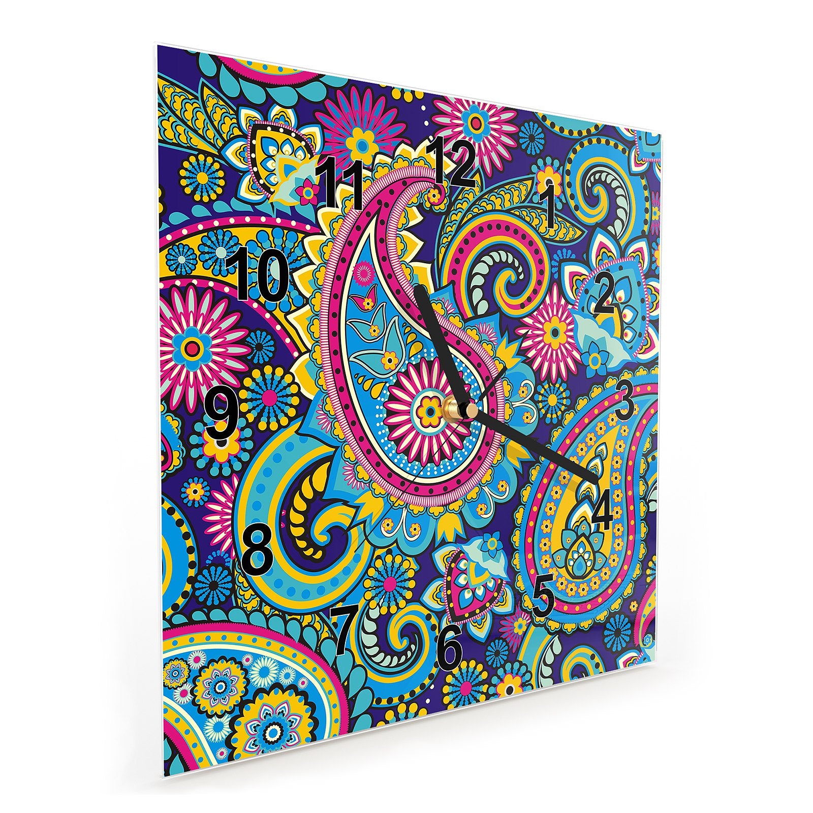 Wanduhr aus Glas Paisley Muster