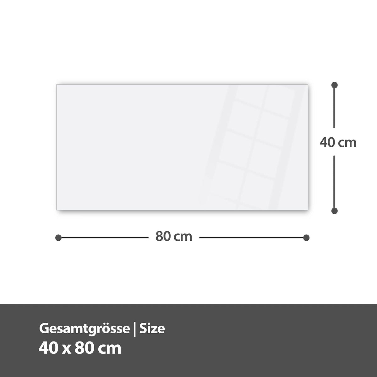 Maßzeichnung der Küchenrückwand aus Glas Blüten vor Bergketten: Gesamtgröße 40 × 80 cm