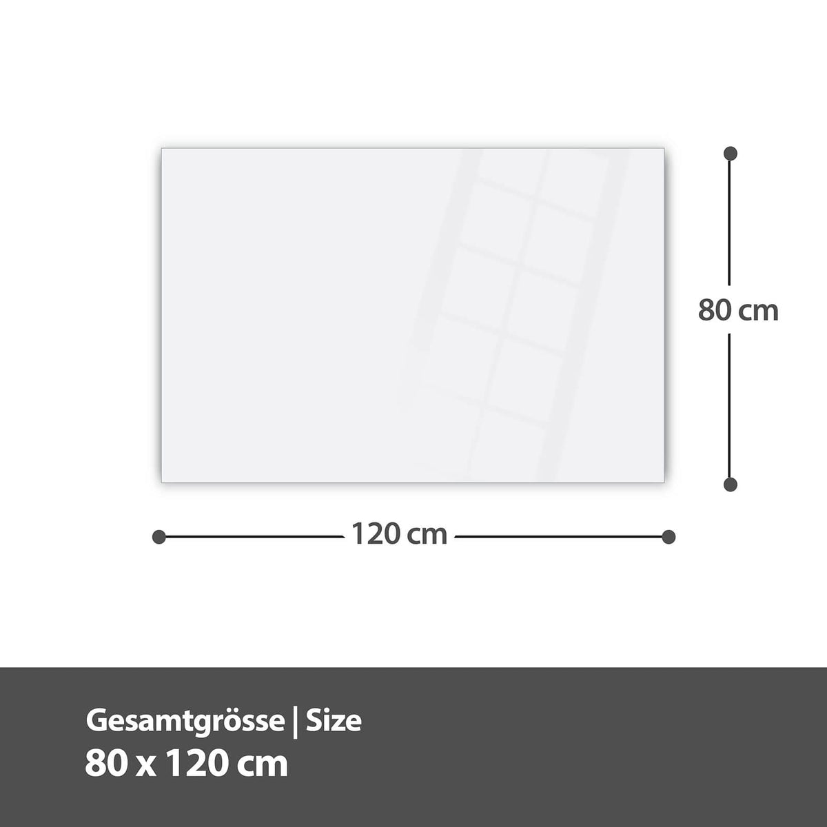 Maßzeichnung der Küchenrückwand aus Glas Seesterne und Muscheln: Gesamtgröße 80 × 120 cm