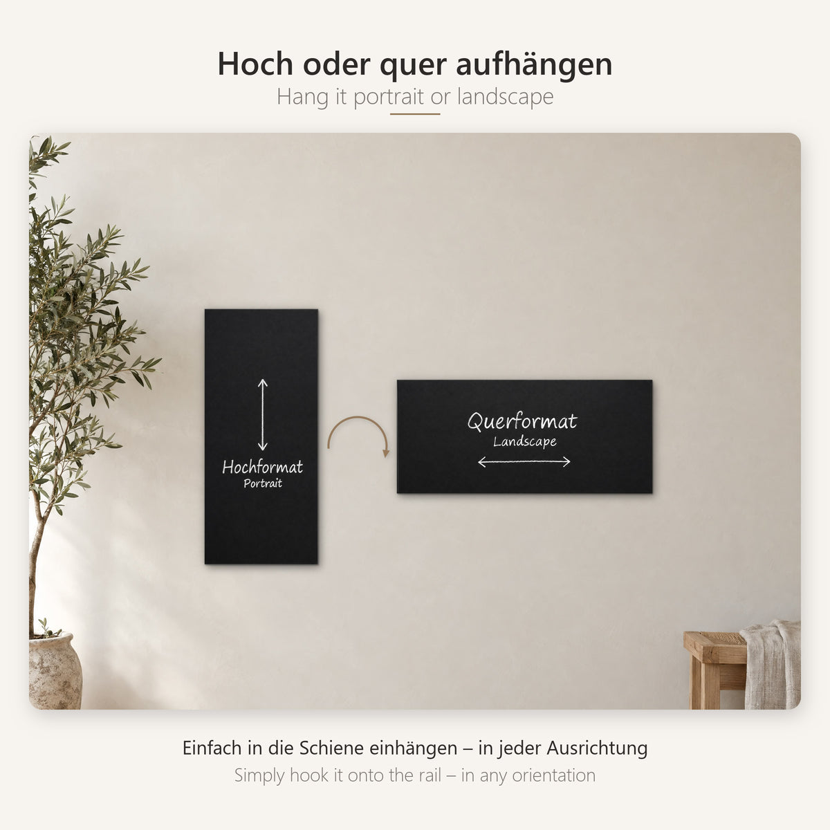 Kreidetafel hoch oder quer aufhängen – eine Tafel, zwei Formate