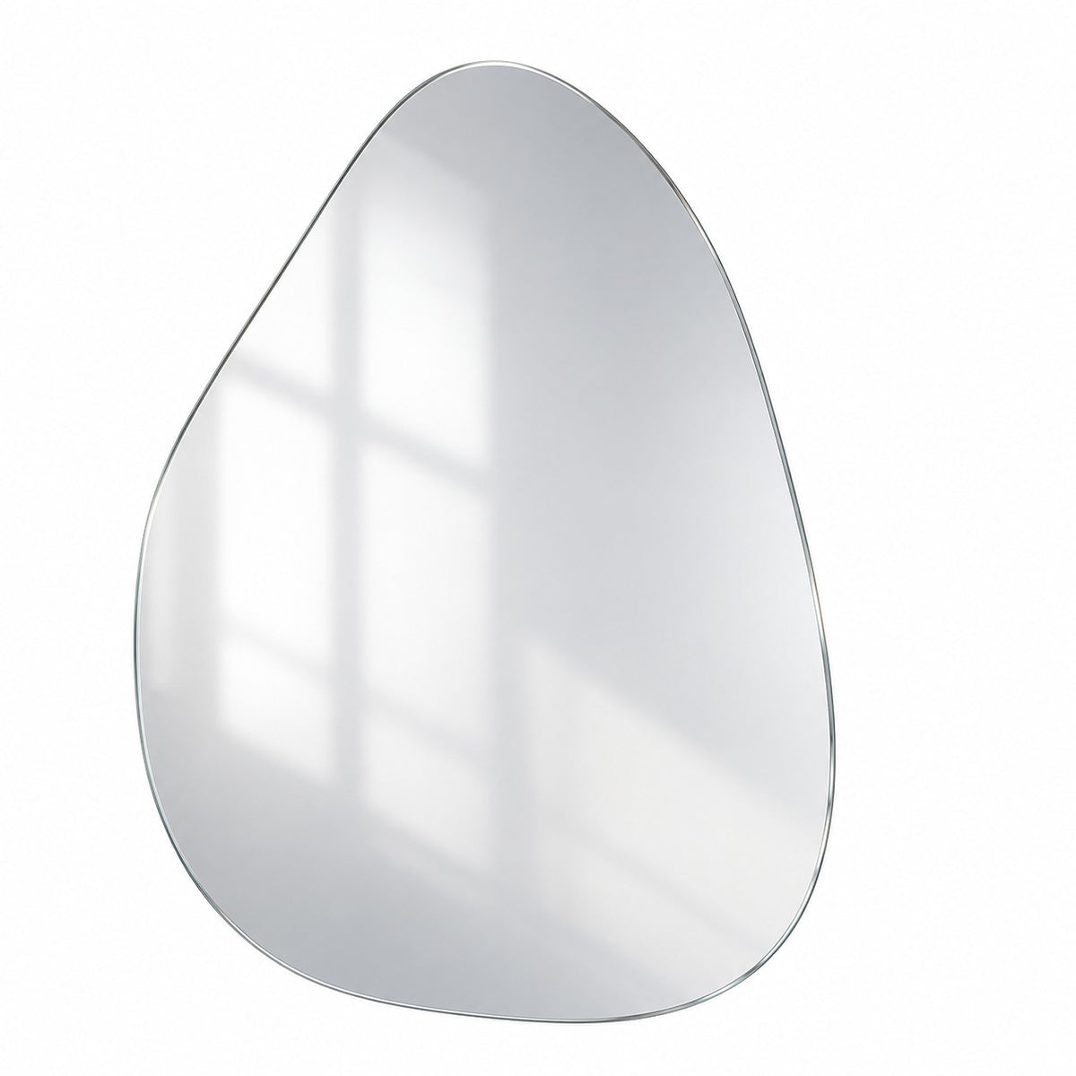 Ovaler Wandspiegel Perla 50 × 70 cm in Eiform, rahmenlos – freigestellt vor weißem Hintergrund #grösse_50 x 70 cm