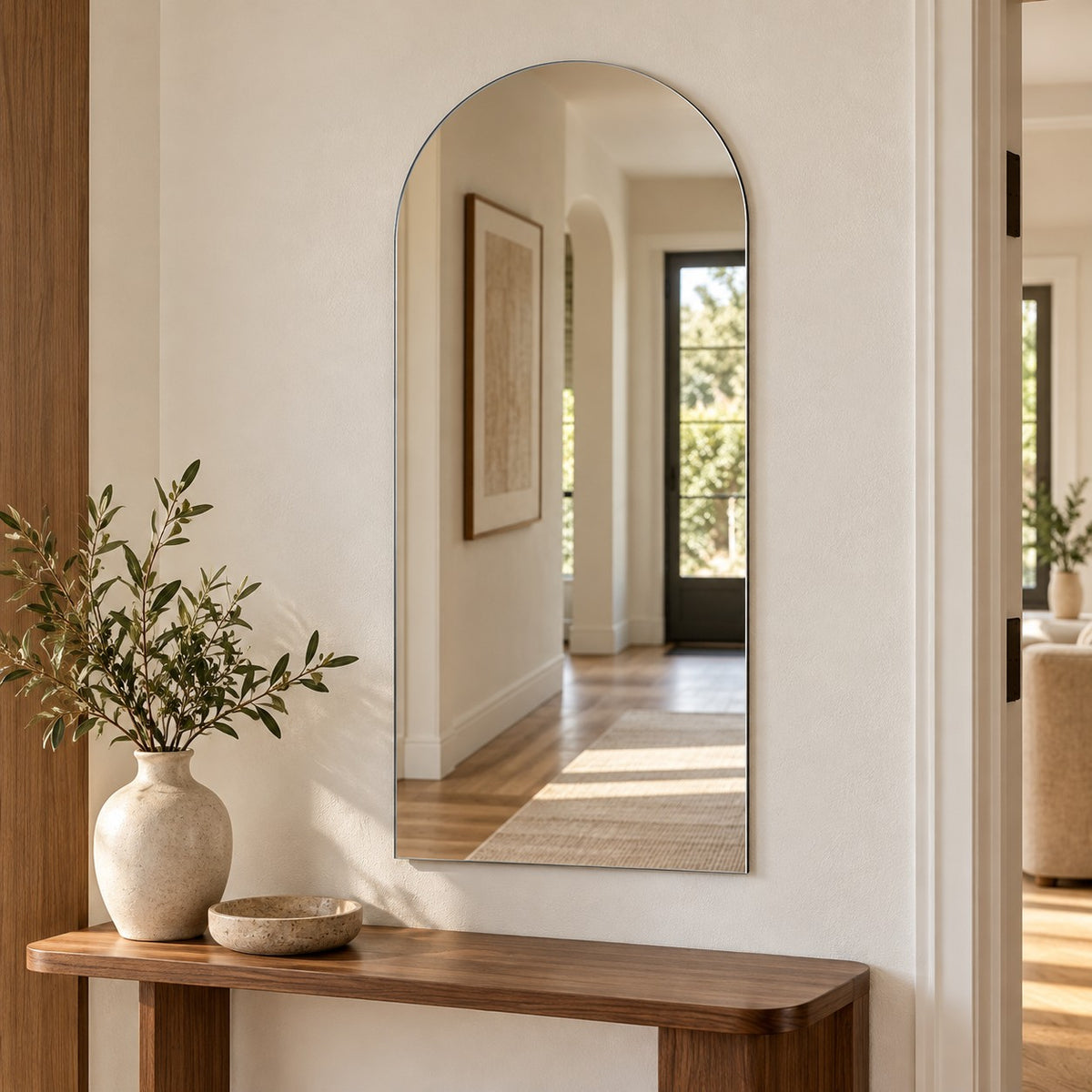 Wandspiegel Porta 40 × 80 cm im Flur über einer Konsole #grösse_40 x 80 cm