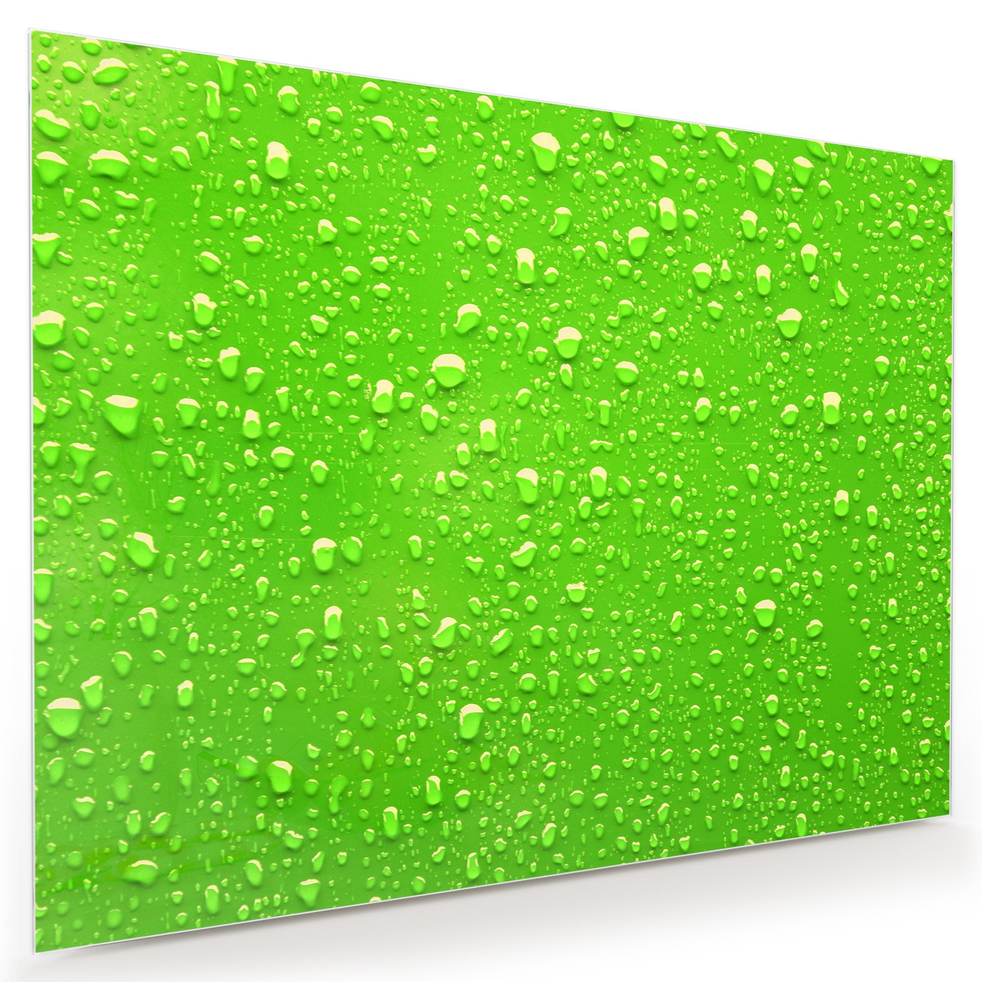 Wandbild - Regentropfen auf grün