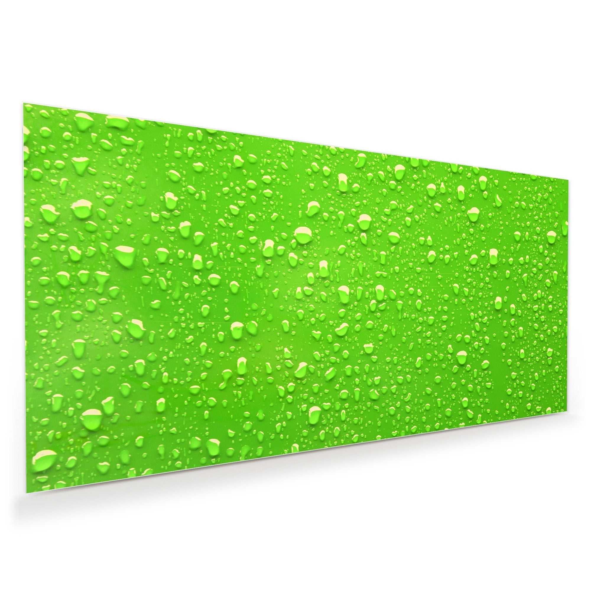 Wandbild - Regentropfen auf grün