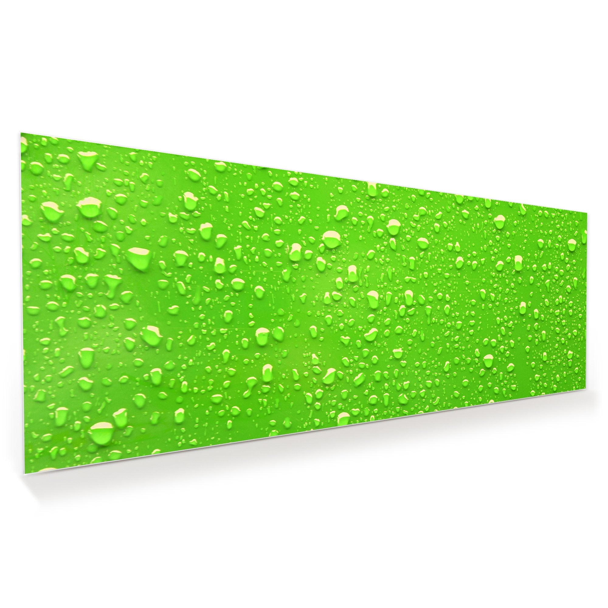 Wandbild - Regentropfen auf grün