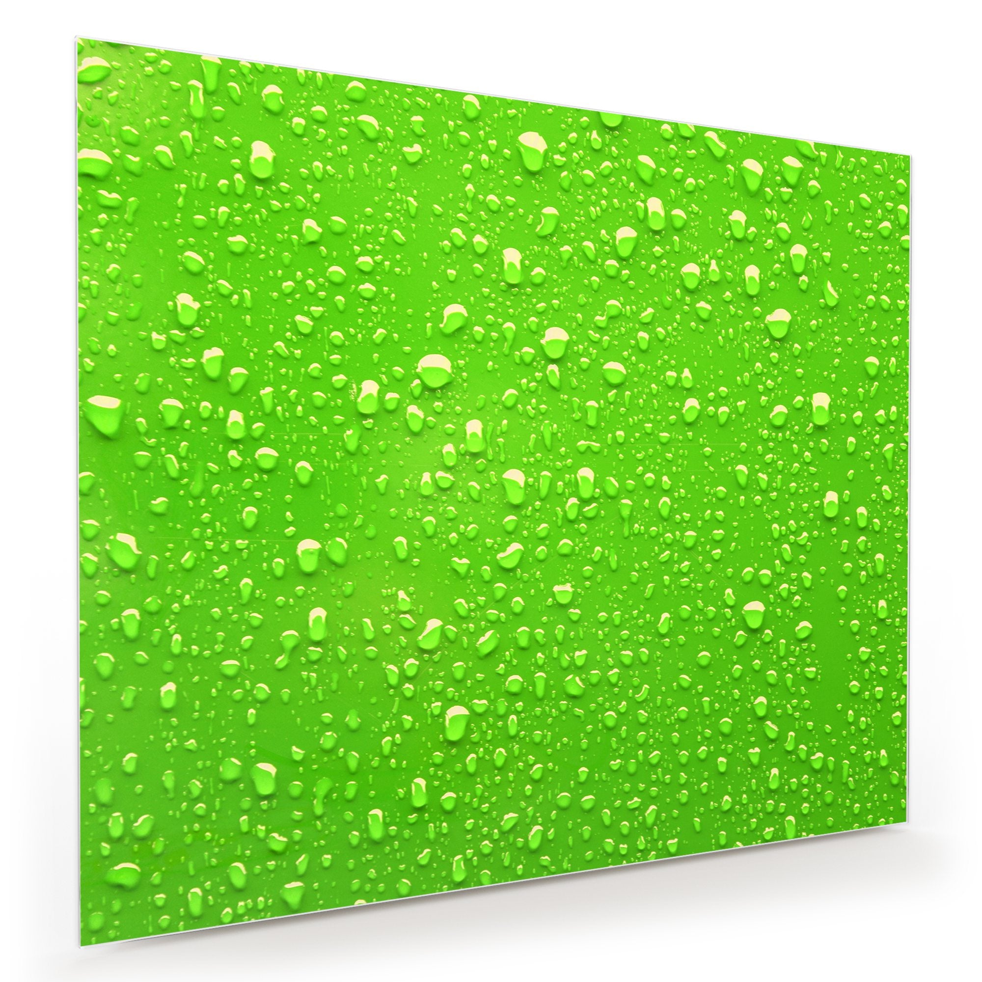 Wandbild - Regentropfen auf grün