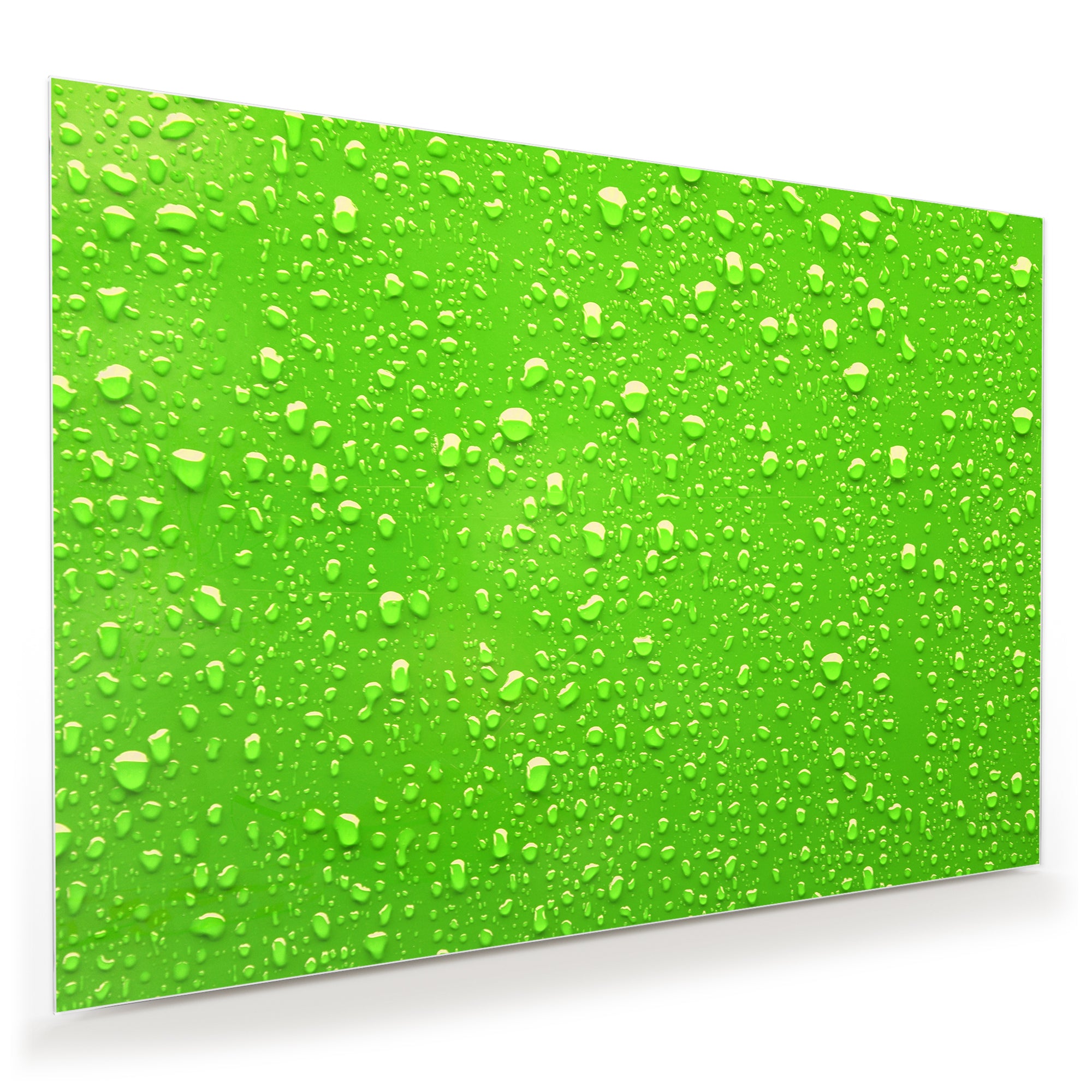 Wandbild - Regentropfen auf grün
