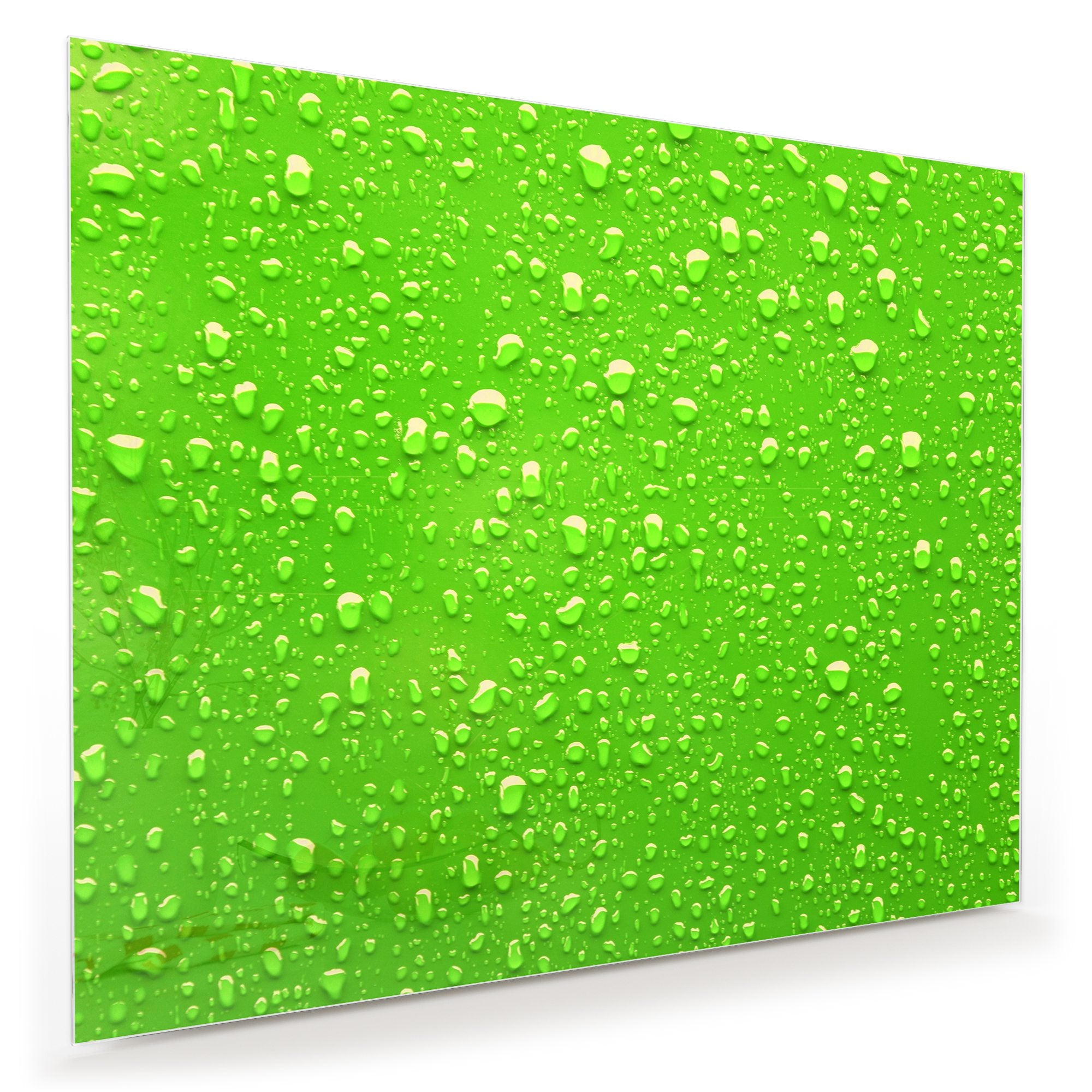 Wandbild - Regentropfen auf grün