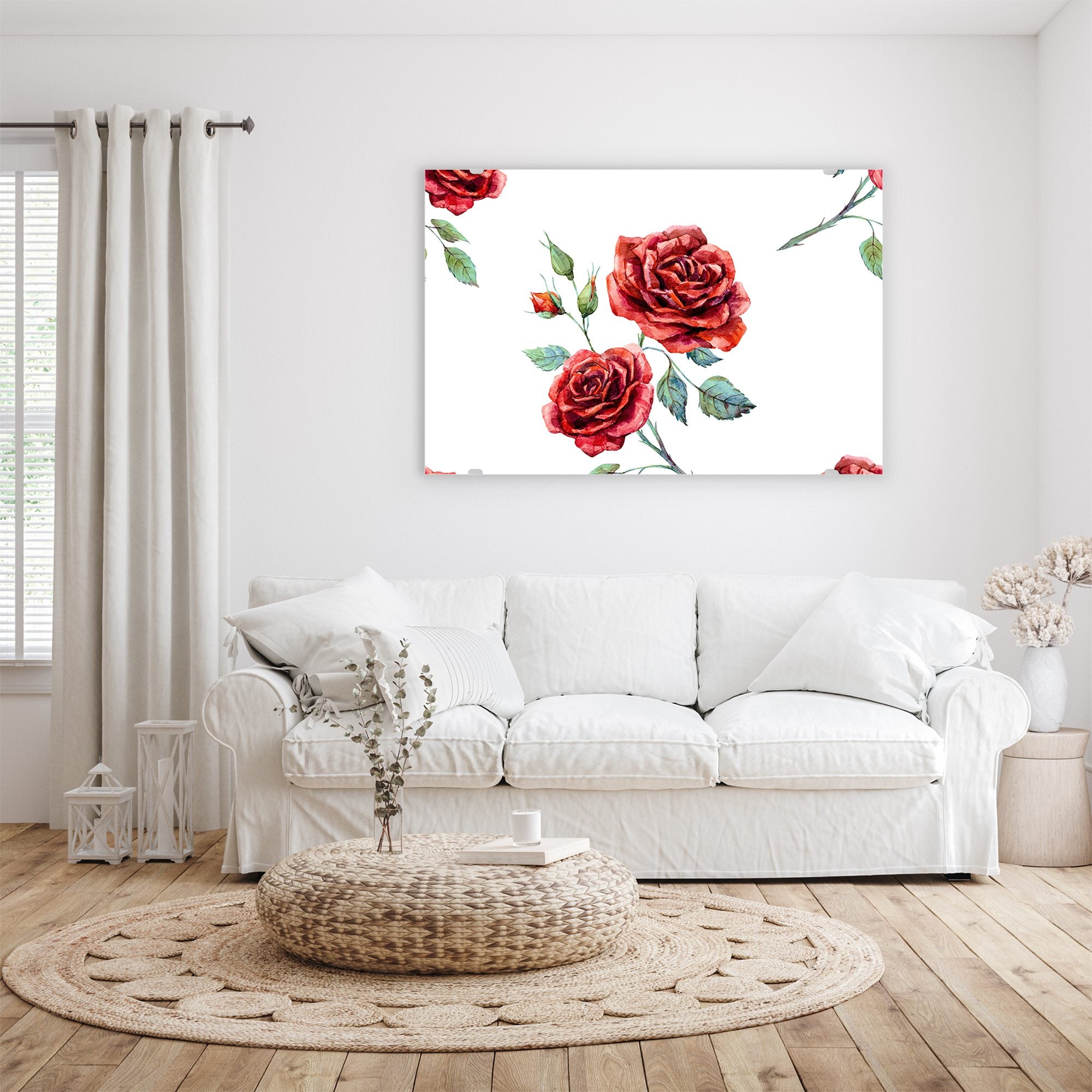 Wandbild Glasbild Schöne Muster Rosen