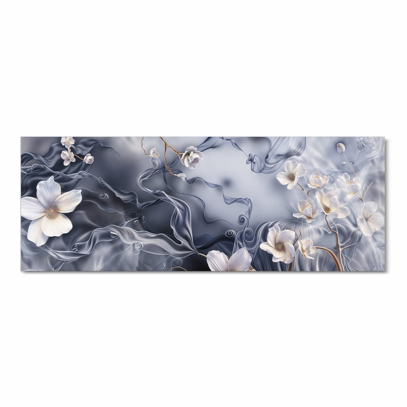 Pflegeleichter rutschfester Küchenläufer mit Motiv Blumenwellen On Silk in Frontansicht