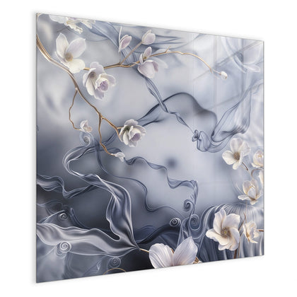 Magnettafel mit dem Motiv Weiße Blüten auf Seide