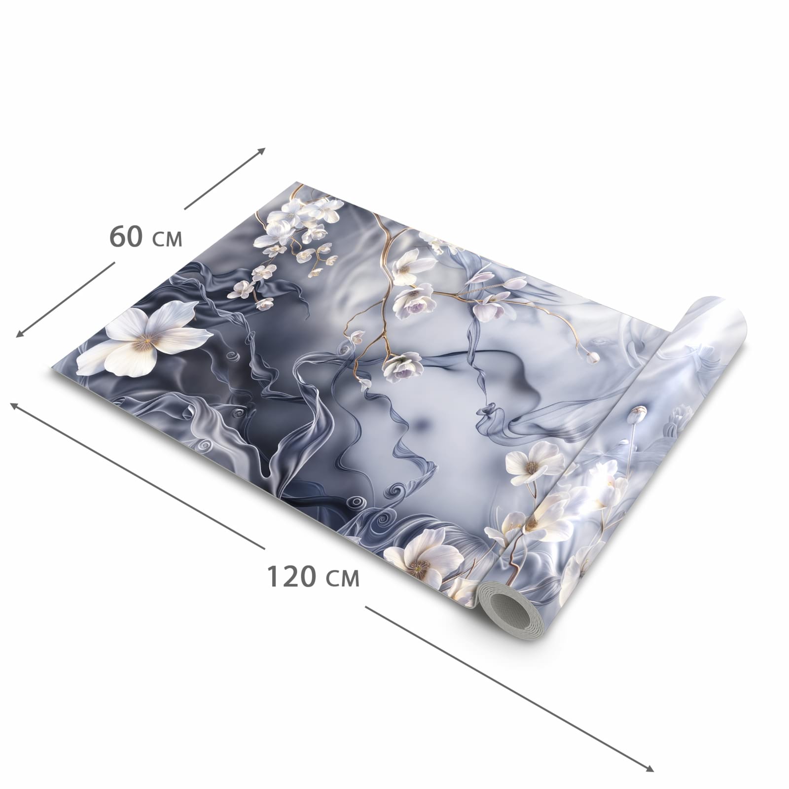 Abriebfester Küchenläufer mit Motiv Blumenwellen On Silk in der Grösse 80x250 cm