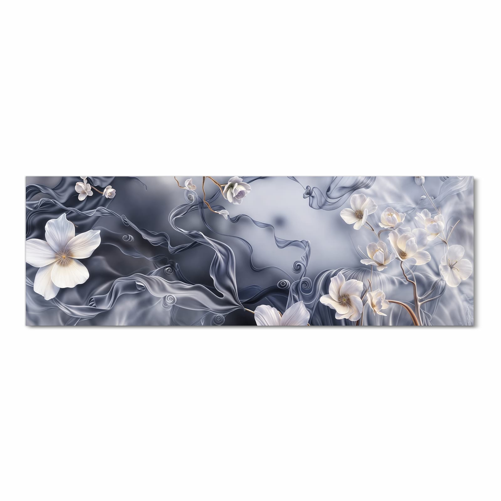 Fleckenresistenter großer Küchenteppich mit Motiv Blumenwellen On Silk in Frontansicht