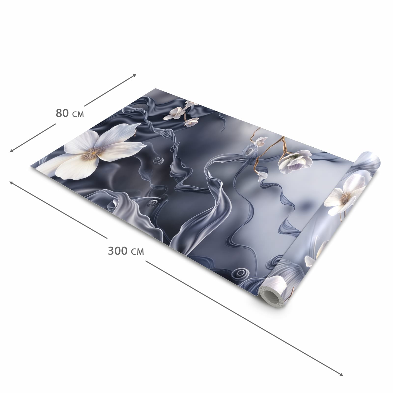 Komfortabler Läufer flur rutschfest mit Motiv Blumenwellen On Silk in der Grösse 80x250 cm