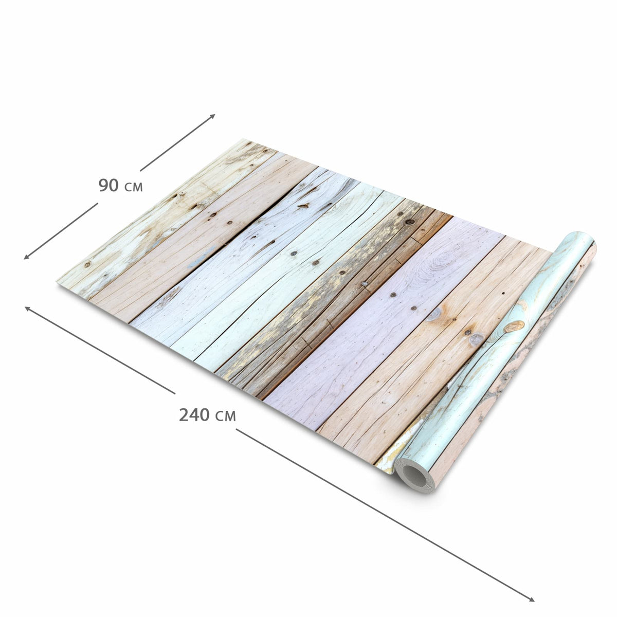 Fleckenresistenter langer Teppich mit Motiv Bunte Holzplanken in der Grösse 90x240 cm