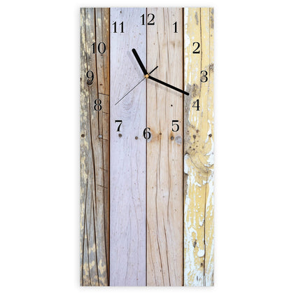 Wanduhr mit dem Motiv Holzbretter in Pastell