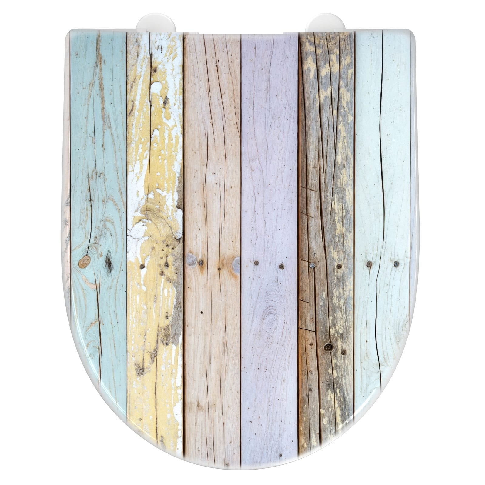 WC-Sitz mit Absenkautomatik Bunte Holzplanken