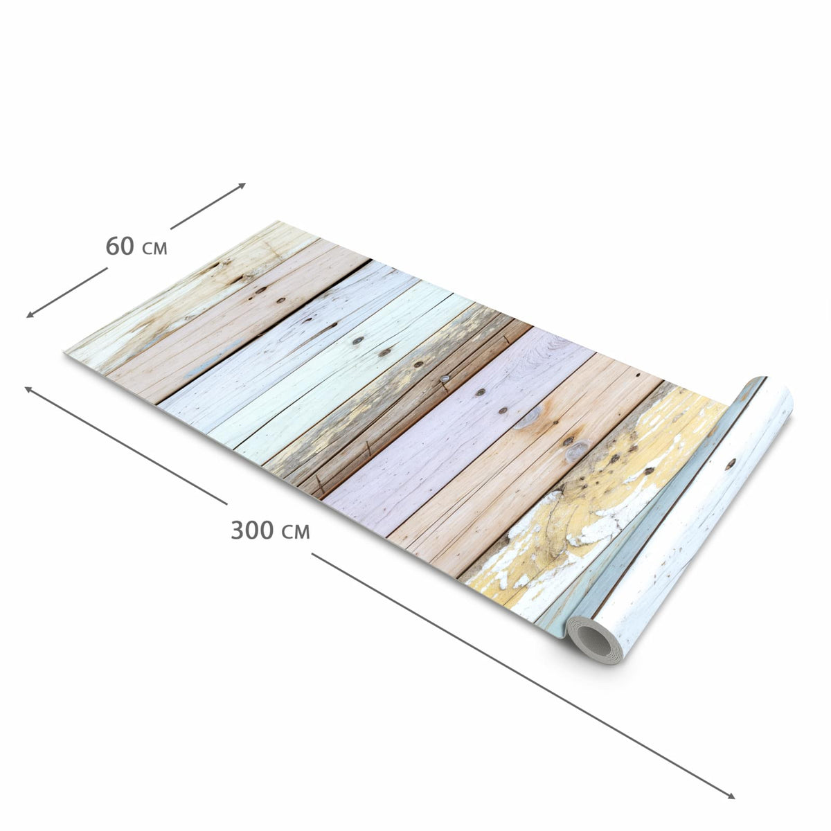 Küchenvorleger mit Motiv Bunte Holzplanken in der Grösse 90x180 cm für sichere Aufbewahrung