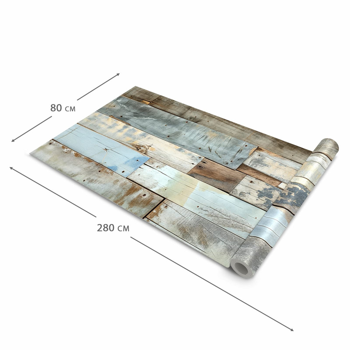 Waschbarer Küchenteppich mit Motiv Alte Holzplanken in der Grösse 90x180 cm