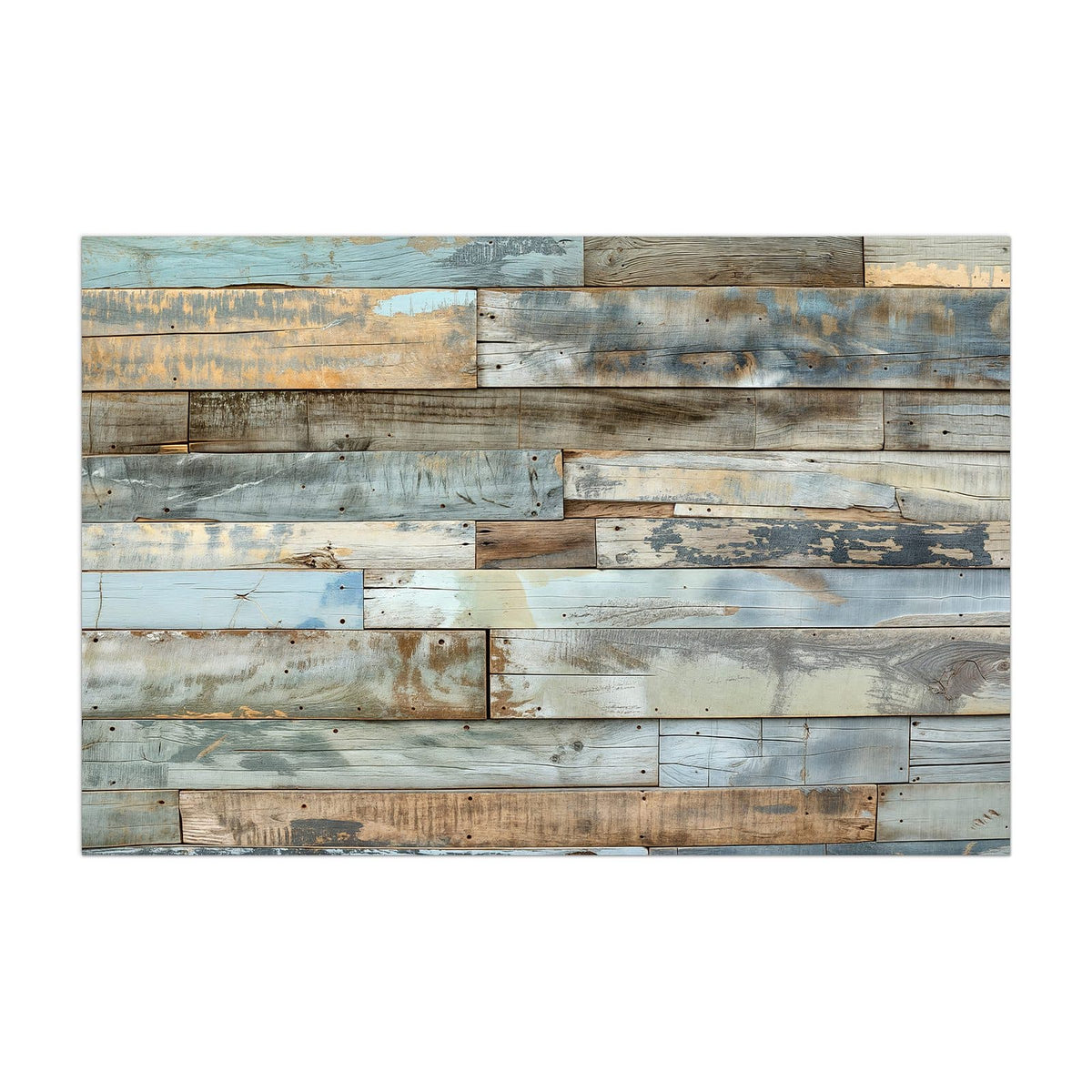 Küchenrückwand aus Glas Holz in Blau und Braun im Hochformat, Motiv bildfüllend von vorn