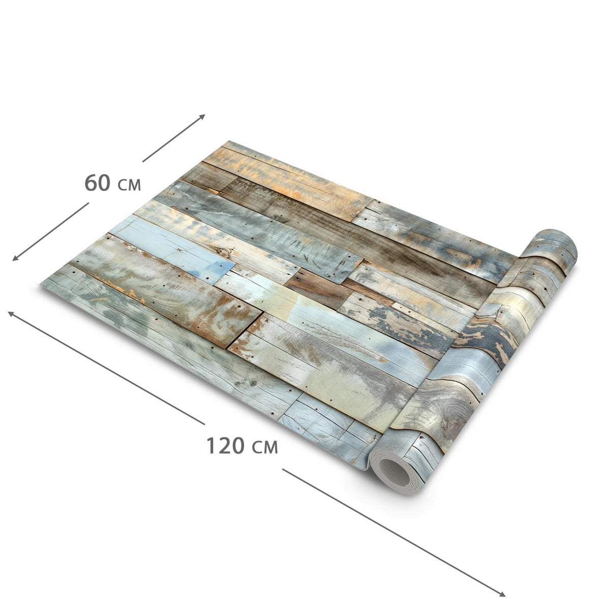Langlebiger moderner Küchenläufer mit Motiv Alte Holzplanken in der Grösse 90x180 cm