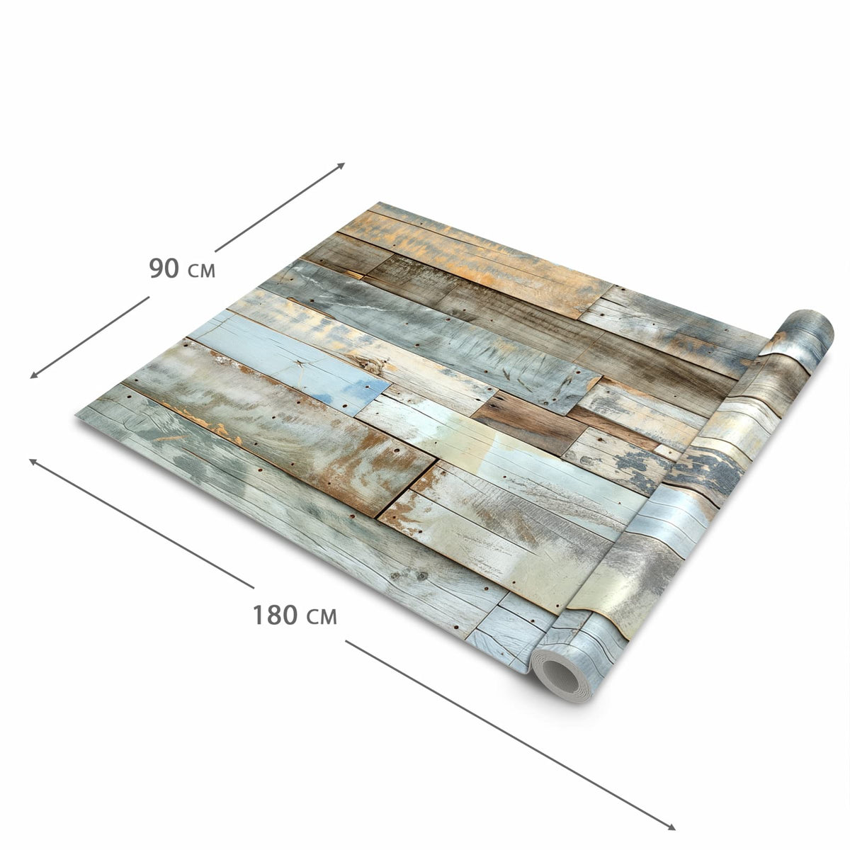 Rutschfester Küchenteppich mit Motiv Alte Holzplanken in der Grösse 90x180 cm