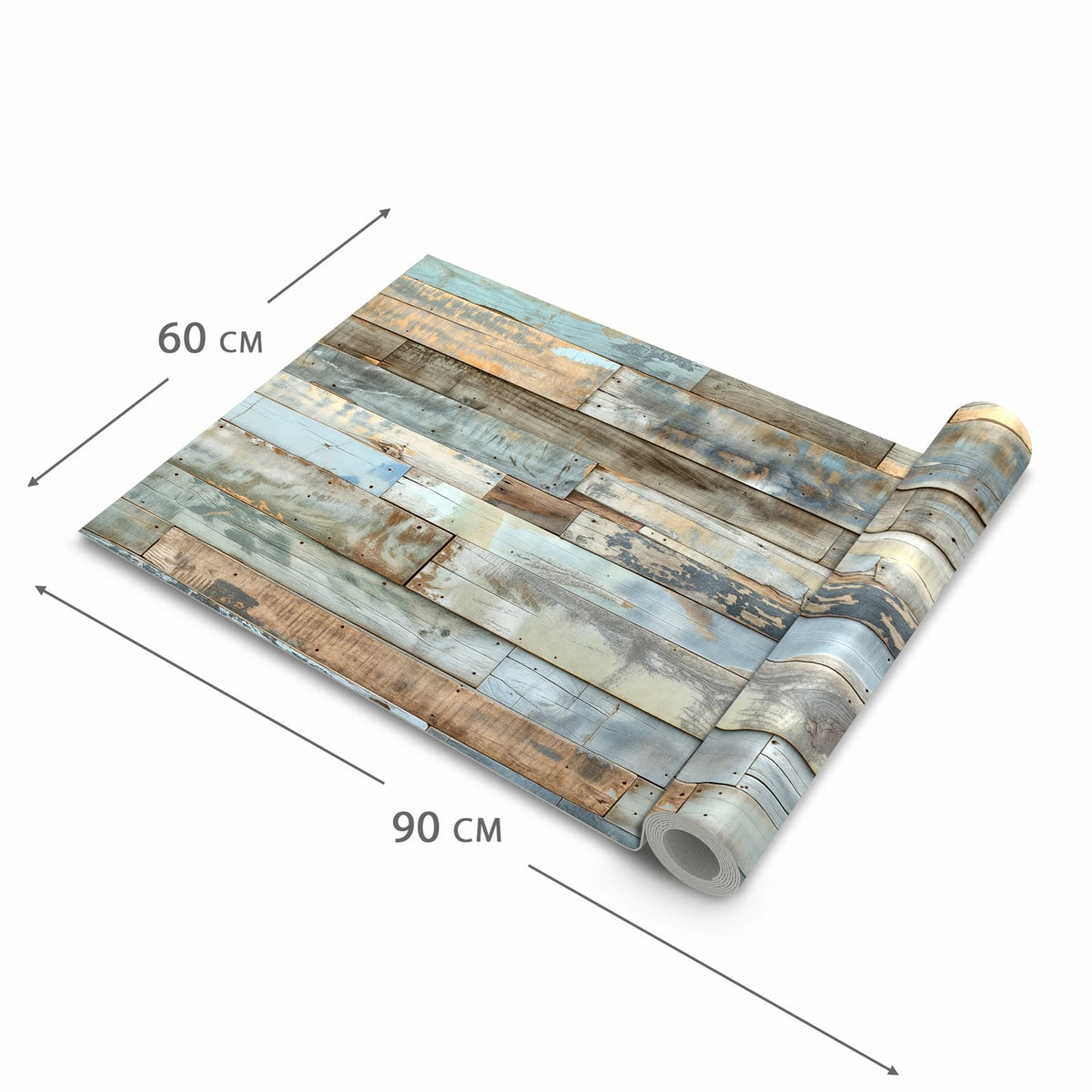 Küchenteppich mit Motiv Alte Holzplanken in der Grösse 90x180 cm für angenehme Haptik