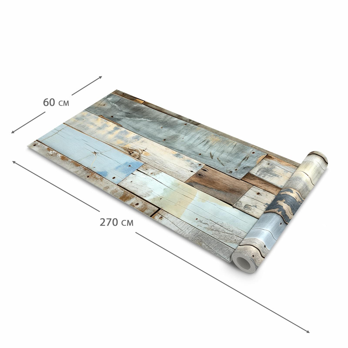 Rutschfester abwaschbarer Küchenläufer mit Motiv Alte Holzplanken in der Größe 90x180 cm