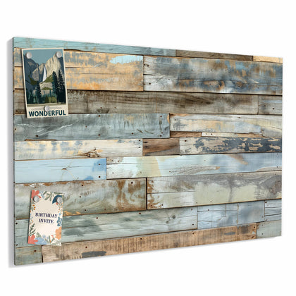 Metall Magnettafel mit dem Motiv Holz in Blau und Braun