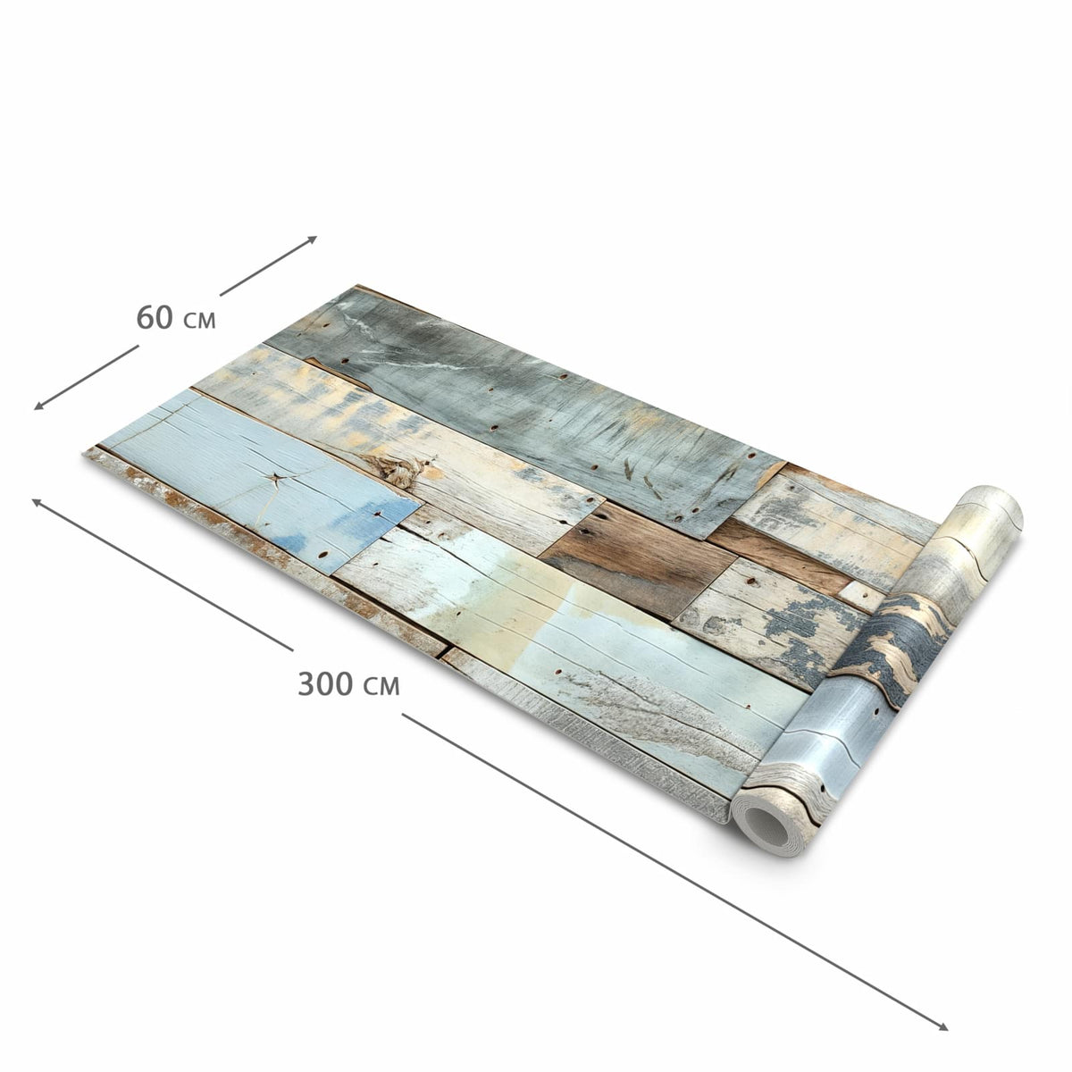 Abwaschbarer Küchenteppich mit Motiv Alte Holzplanken in der Grösse 90x180 cm