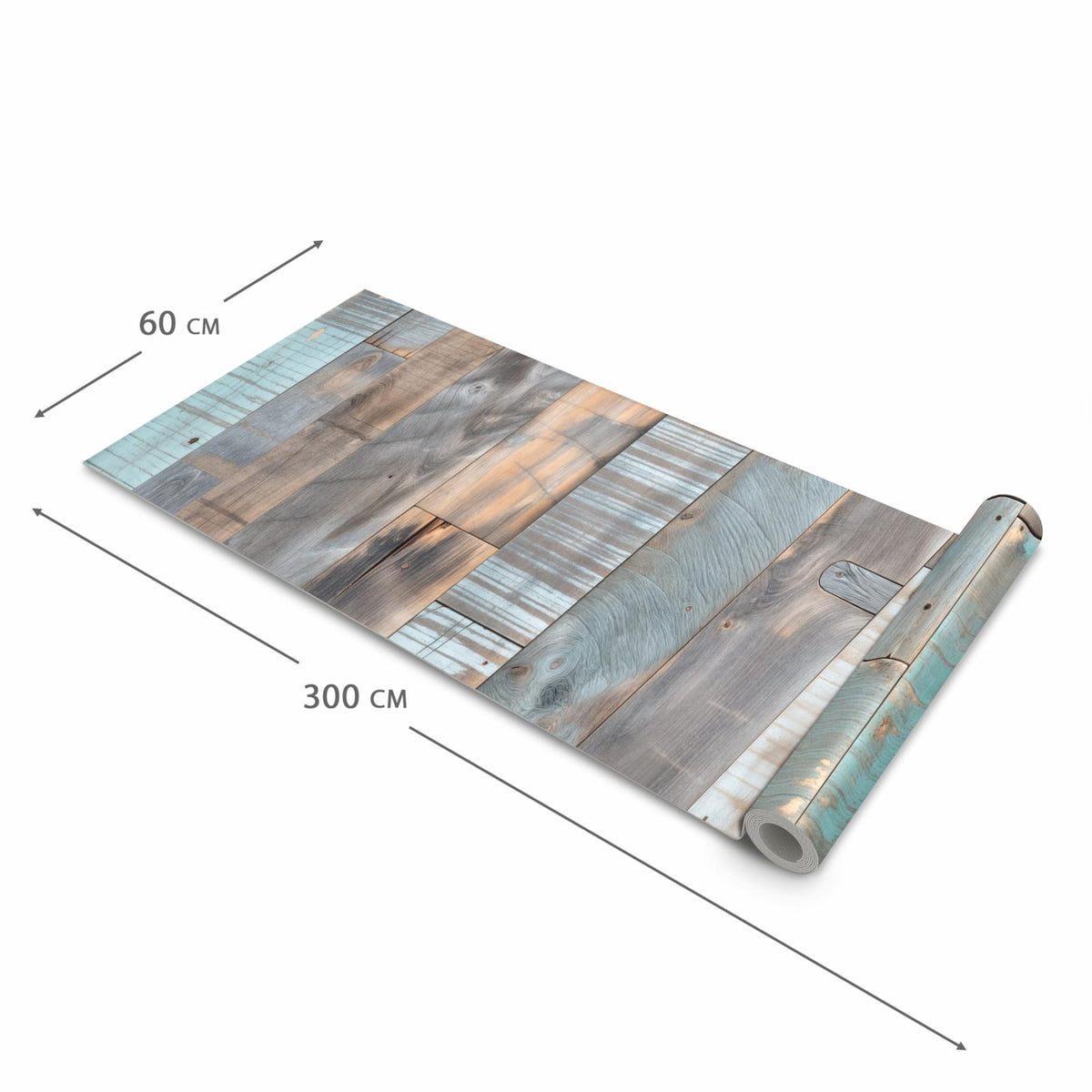 Geräuschdämpfender Küchenläufer mit Motiv Holzplanken Vintage in der Grösse 90x180 cm