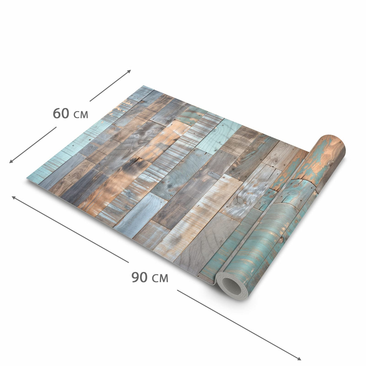 Abriebfester Küchenläufer mit Motiv Holzplanken Vintage in der Grösse 90x180 cm