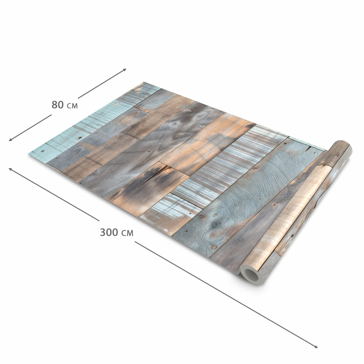 Fleckenresistenter rutschfester Küchenläufer mit Motiv Holzplanken Vintage in der Größe 90x180 cm