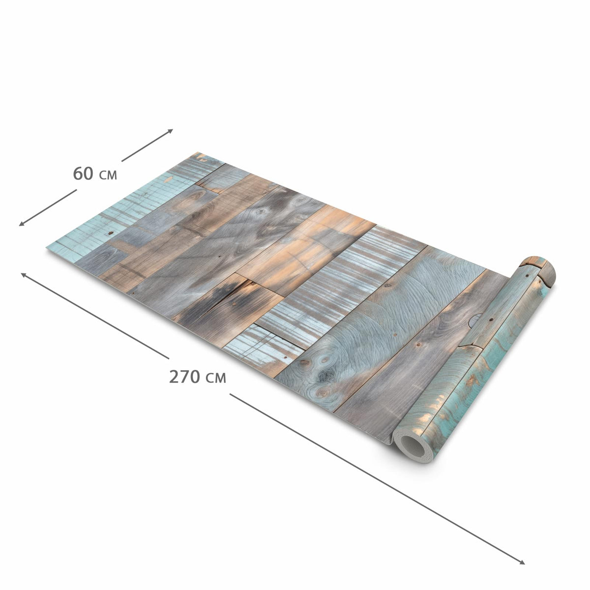 Zeitsparender waschbarer Küchenteppich mit Motiv Holzplanken Vintage in der Grösse 80x300 cm