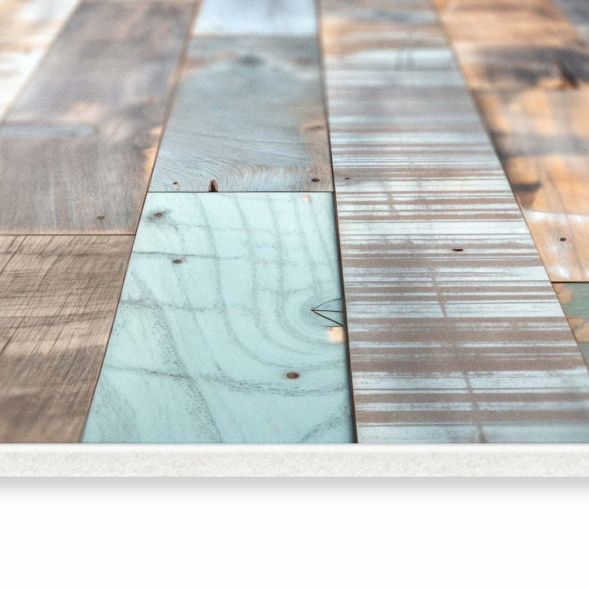 Formstabiler rutschfester Küchenläufer mit Motiv Holzplanken Vintage in seitlicher Ansicht