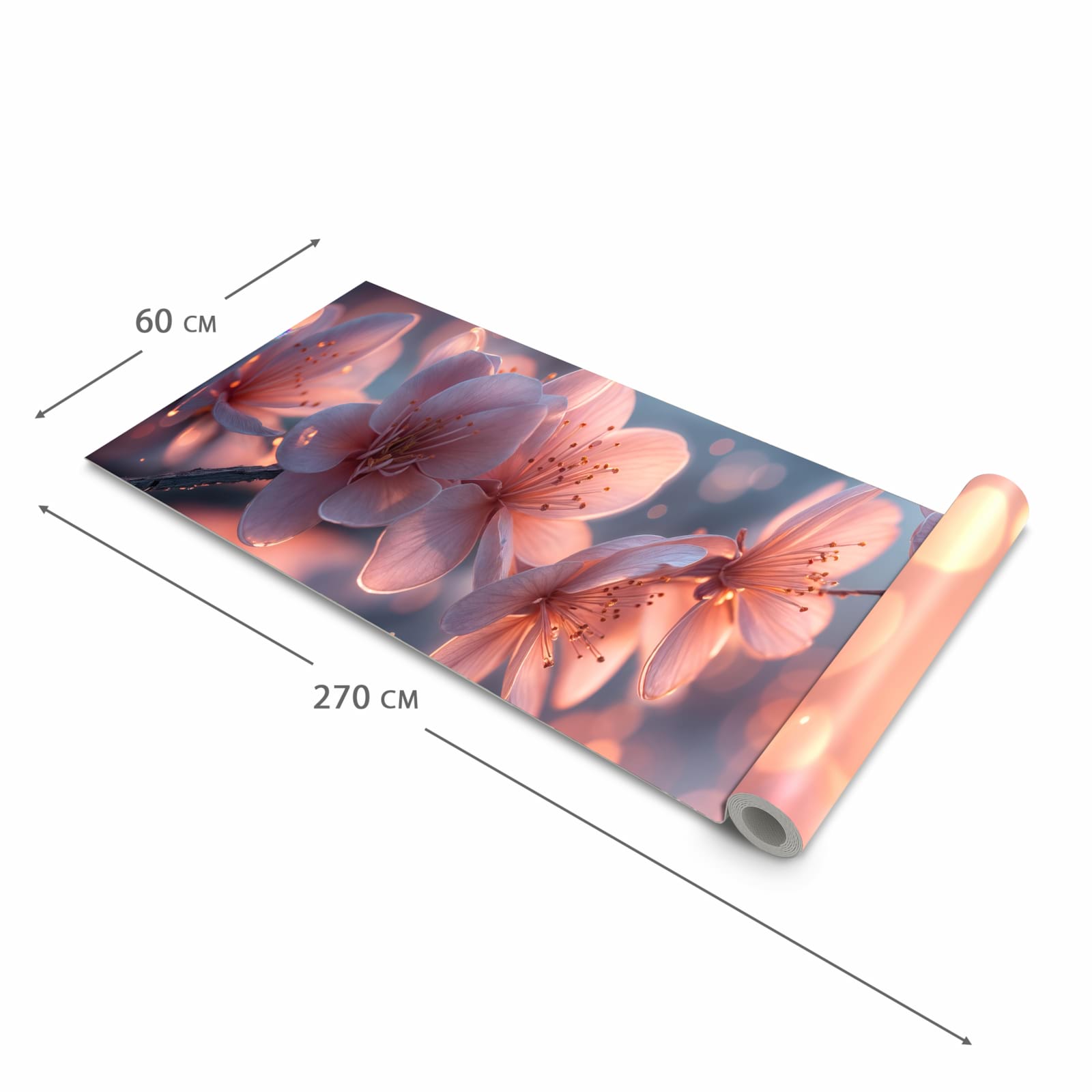 Waschbarer Teppich für Esstisch mit Motiv Blühender Zweig in der Größe 80x300 cm