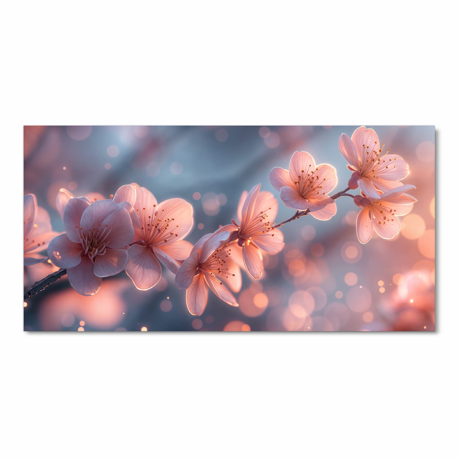 Zeitsparender Bodenläufer Teppich mit Motiv Blühender Zweig in Frontansicht