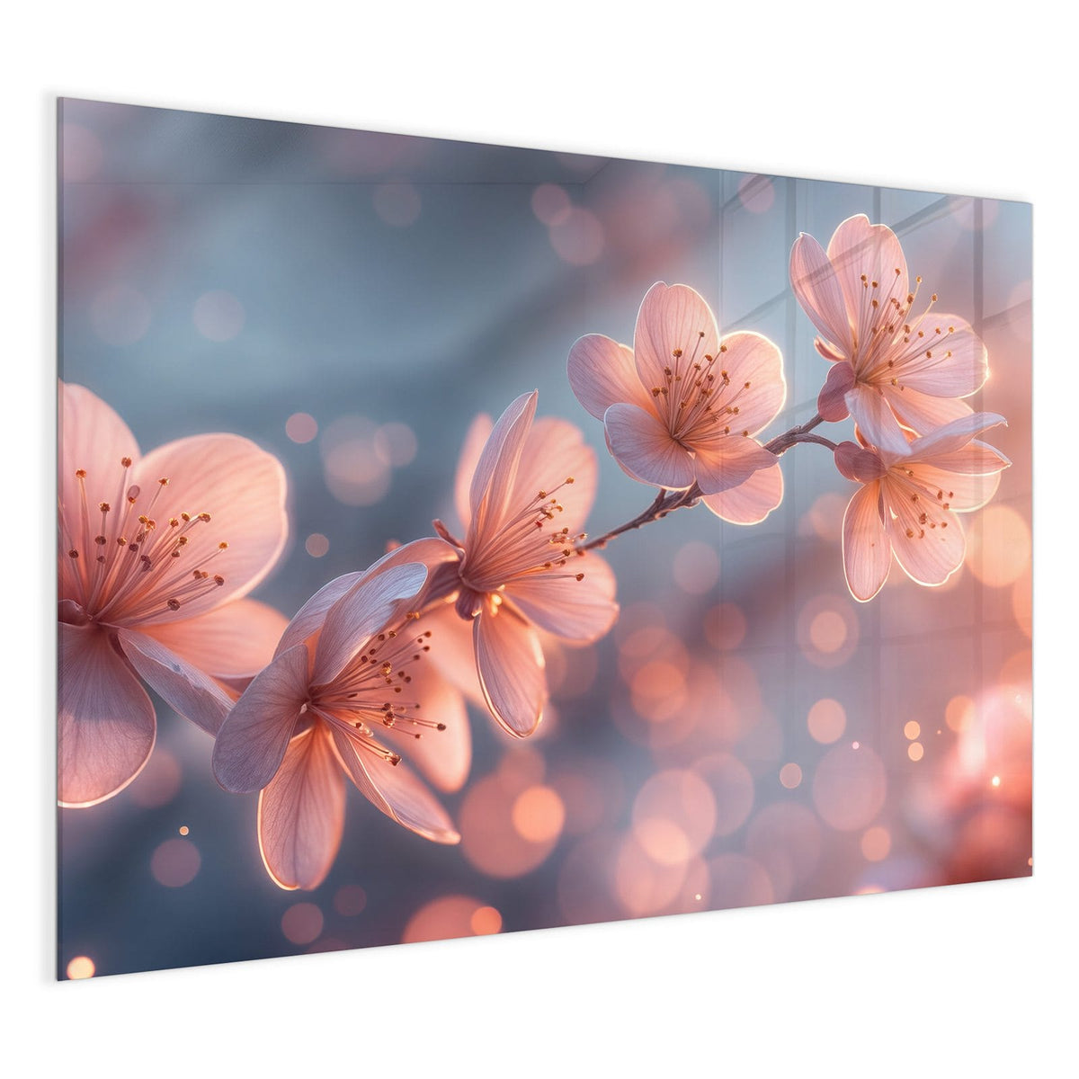 4 mm Glas statt lackiertem Blech – Glas Magnettafel - Kirschblüten im Licht