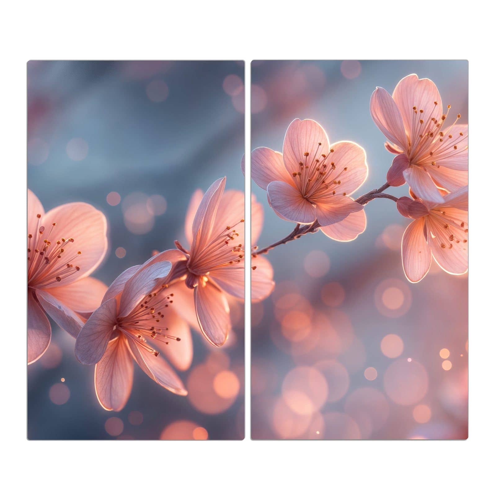 2-teilige Herdabdeckung mit Blühender Zweig-Motiv in der Frontansicht #grösse_2-Teilig (60x52cm)