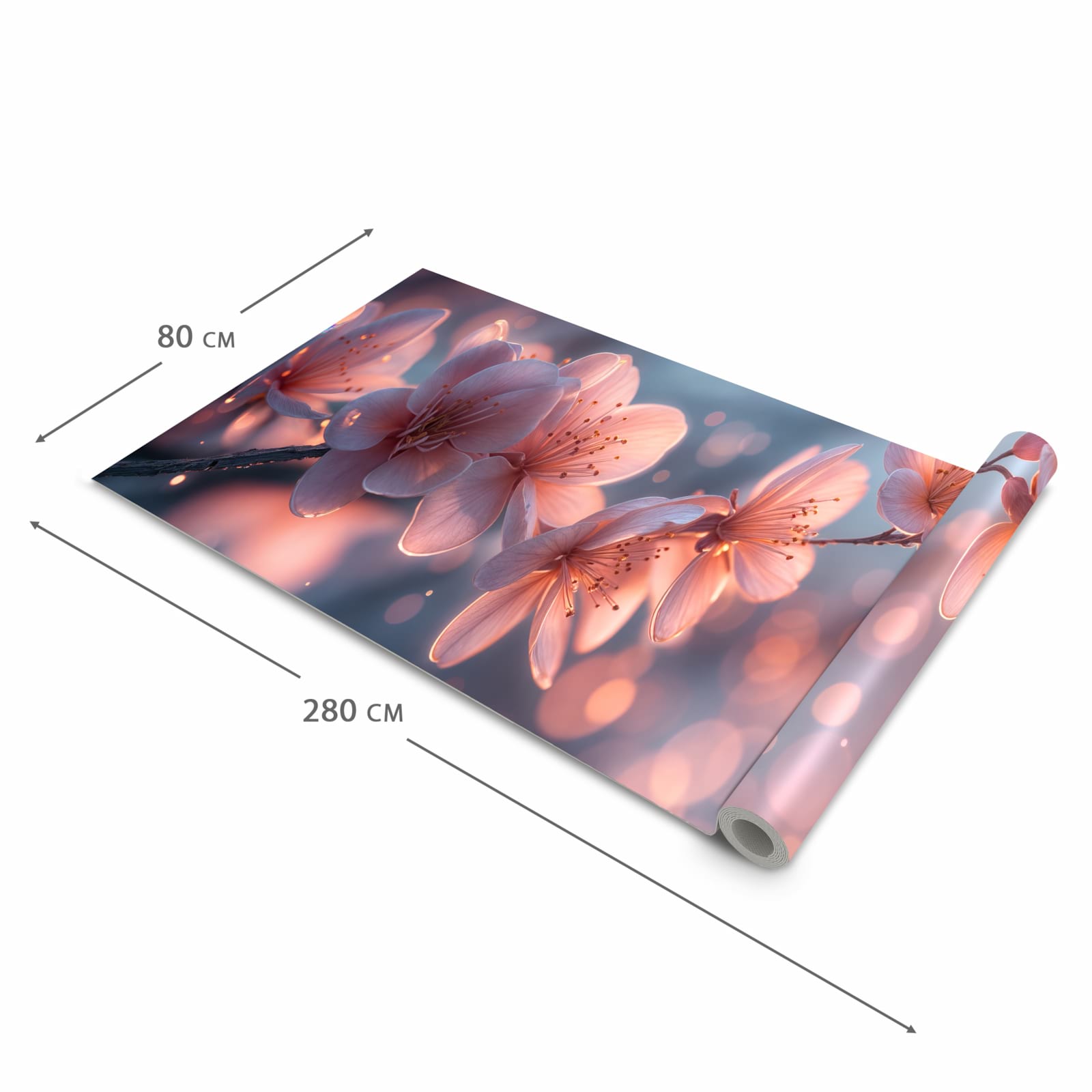 Rutschfester waschbarer Küchenteppich mit Motiv Blühender Zweig in der Grösse 80x300 cm