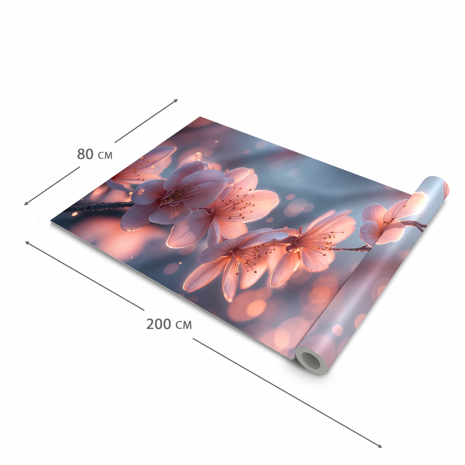 Waschbarer Bodenläufer Teppich mit Motiv Blühender Zweig in der Grösse 80x300 cm