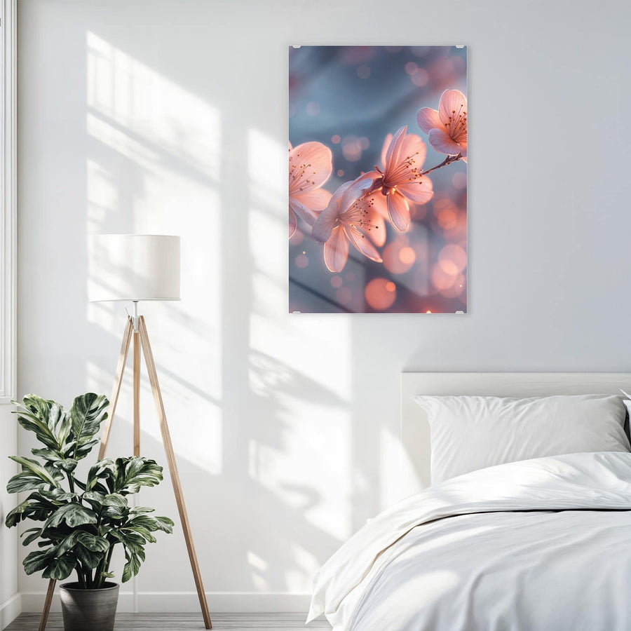 Maße Wandbild - Kirschblüten im Licht - Hochformat