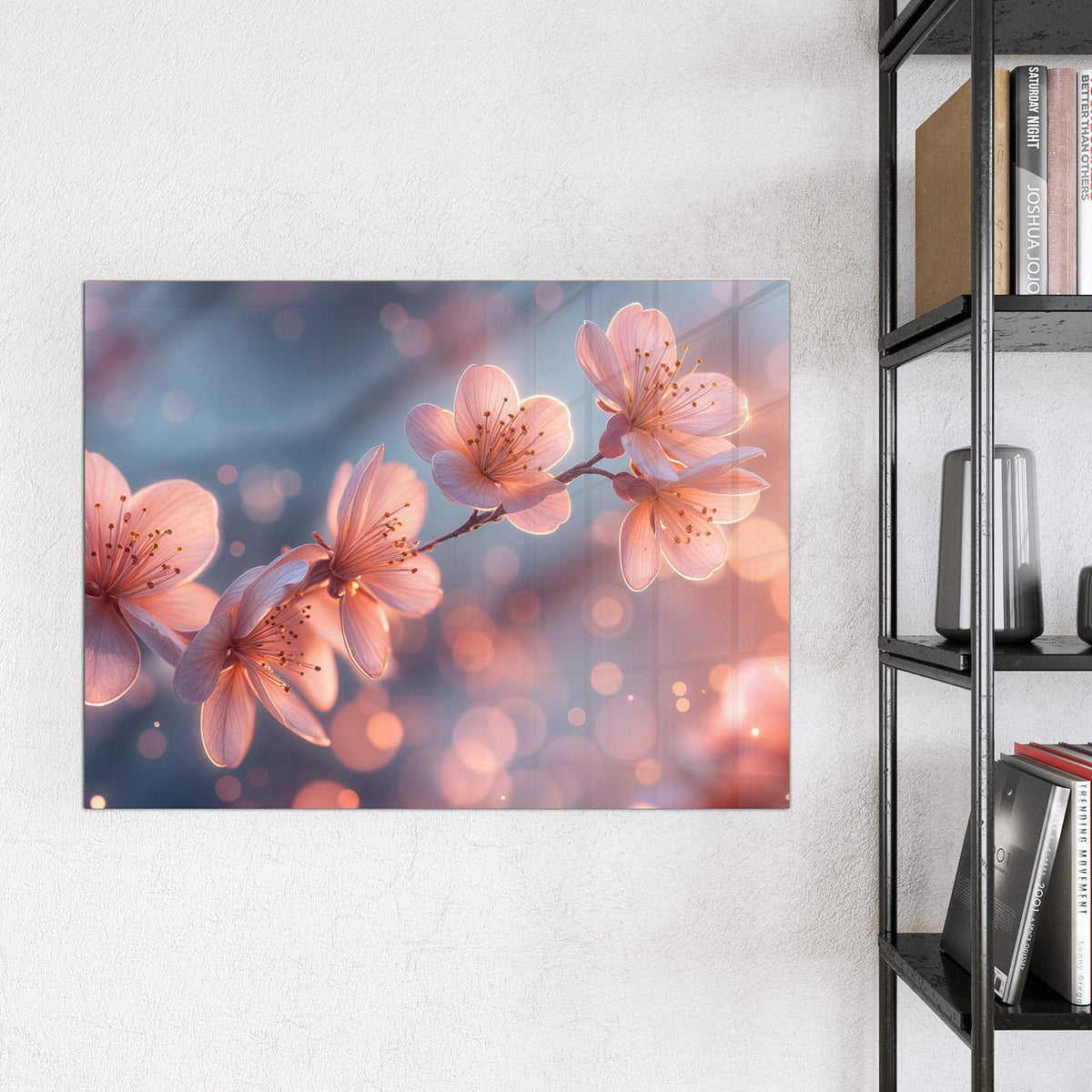 Glas Magnettafel - Kirschblüten im Licht – Rosa Kirschblüten vor zartem Bokeh