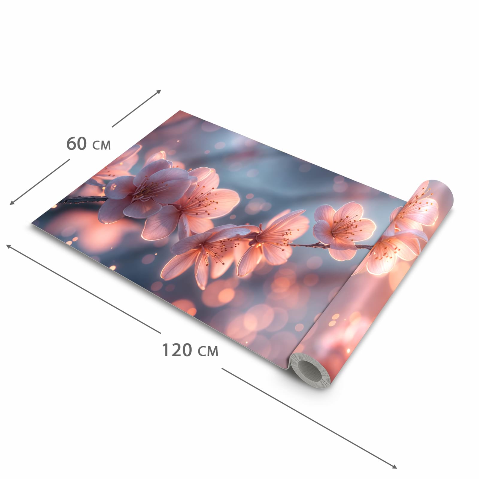Pflegeleichter dünner Küchenteppich mit Motiv Blühender Zweig in der Grösse 80x300 cm