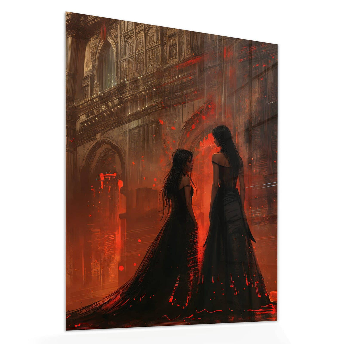 Echtglas, 4 mm – kein Acryl, keine Folie – Wandbild - Frauen im roten Licht - Hochformat