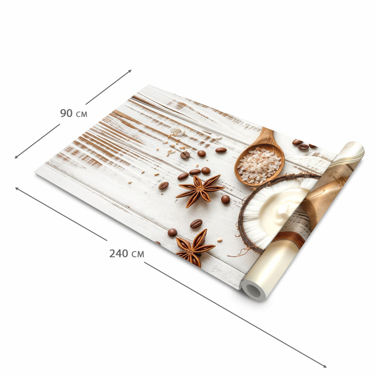 Komfortabler Küchenläufer nach Maß mit Motiv Natürliche Pflegeprodukte in der Größe 80x280 cm