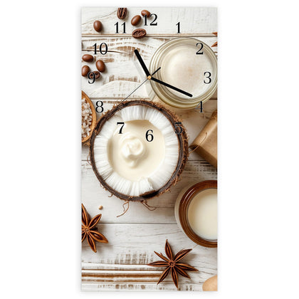Wanduhr mit dem Motiv Kokosnuss und Kaffee