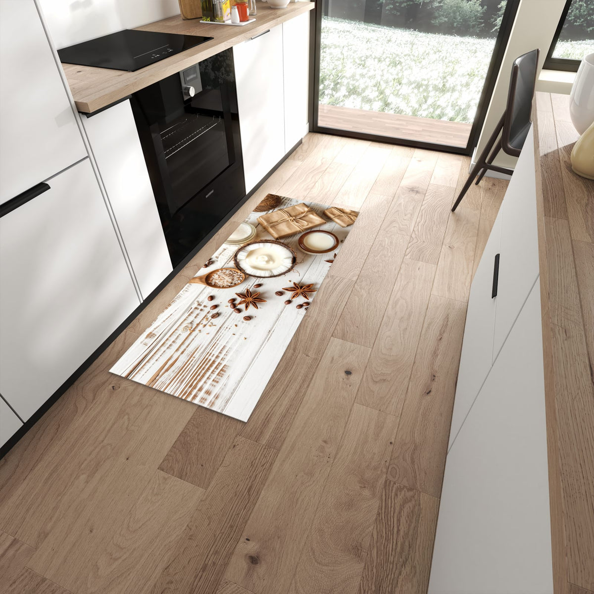 Hygienischer Küchenteppich mit Motiv Natürliche Pflegeprodukte in moderner Küche - waschbar #grösse_60 x 150 cm