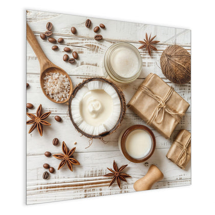 Magnettafel mit dem Motiv Kokosnuss und Kaffee